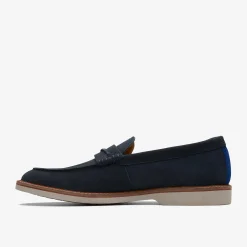 Clarks Atticus Slip Navy Suede Flash Sale