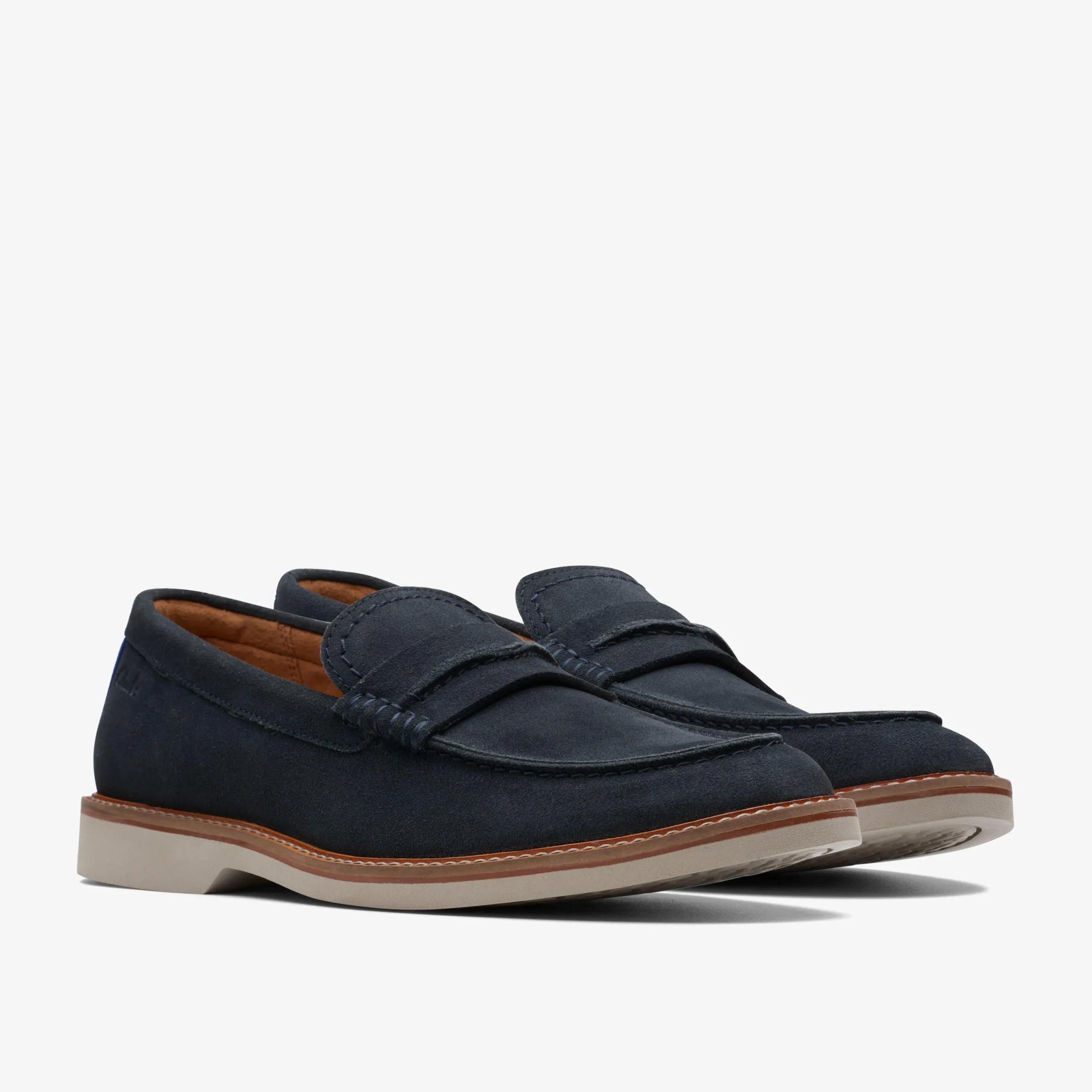 Clarks Atticus Slip Navy Suede Flash Sale
