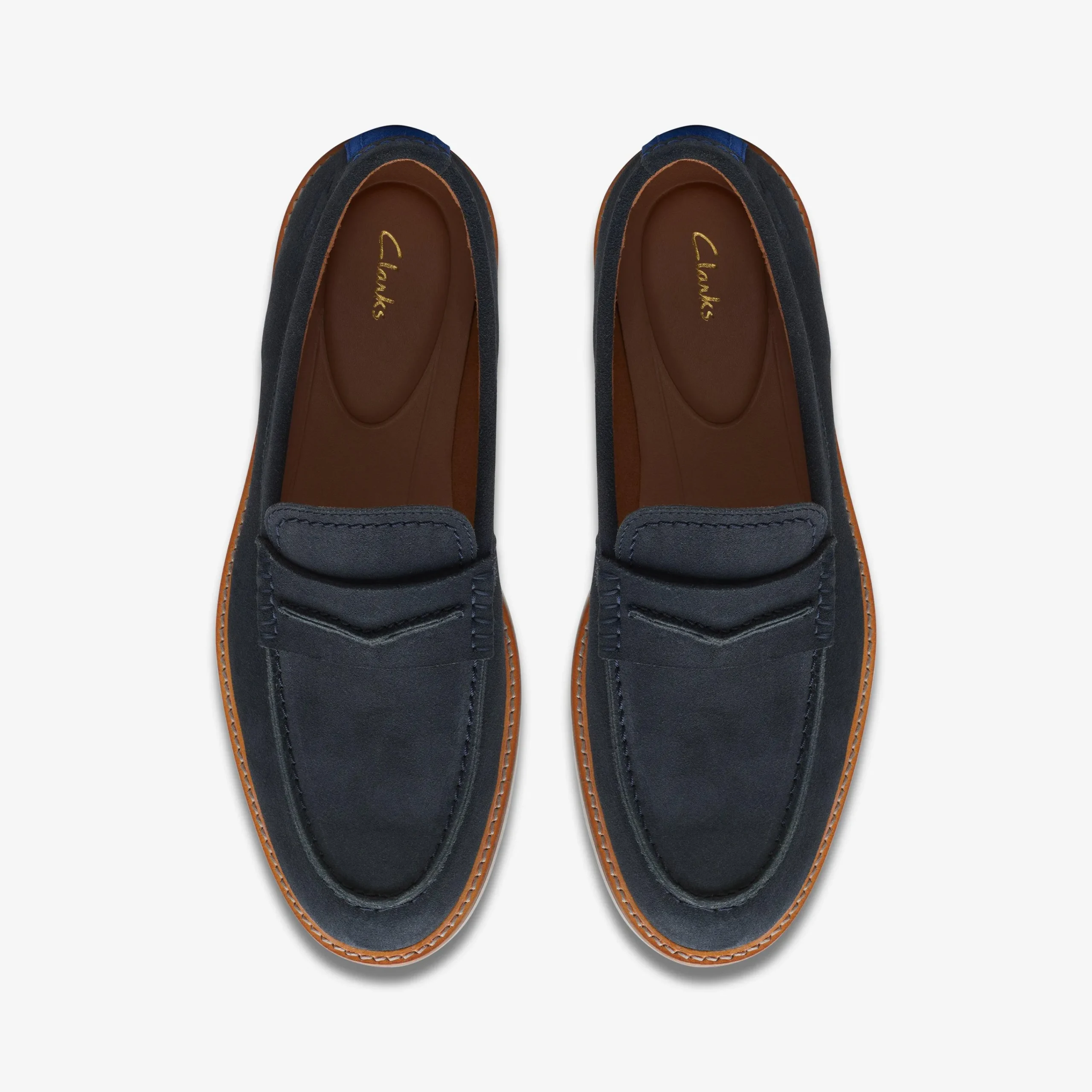 Clarks Atticus Slip Navy Suede Flash Sale