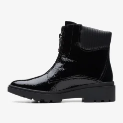 Clarks Calla Zip Black Crinkle Patent Best