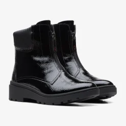 Clarks Calla Zip Black Crinkle Patent Best
