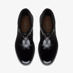Clarks Calla Zip Black Crinkle Patent Best