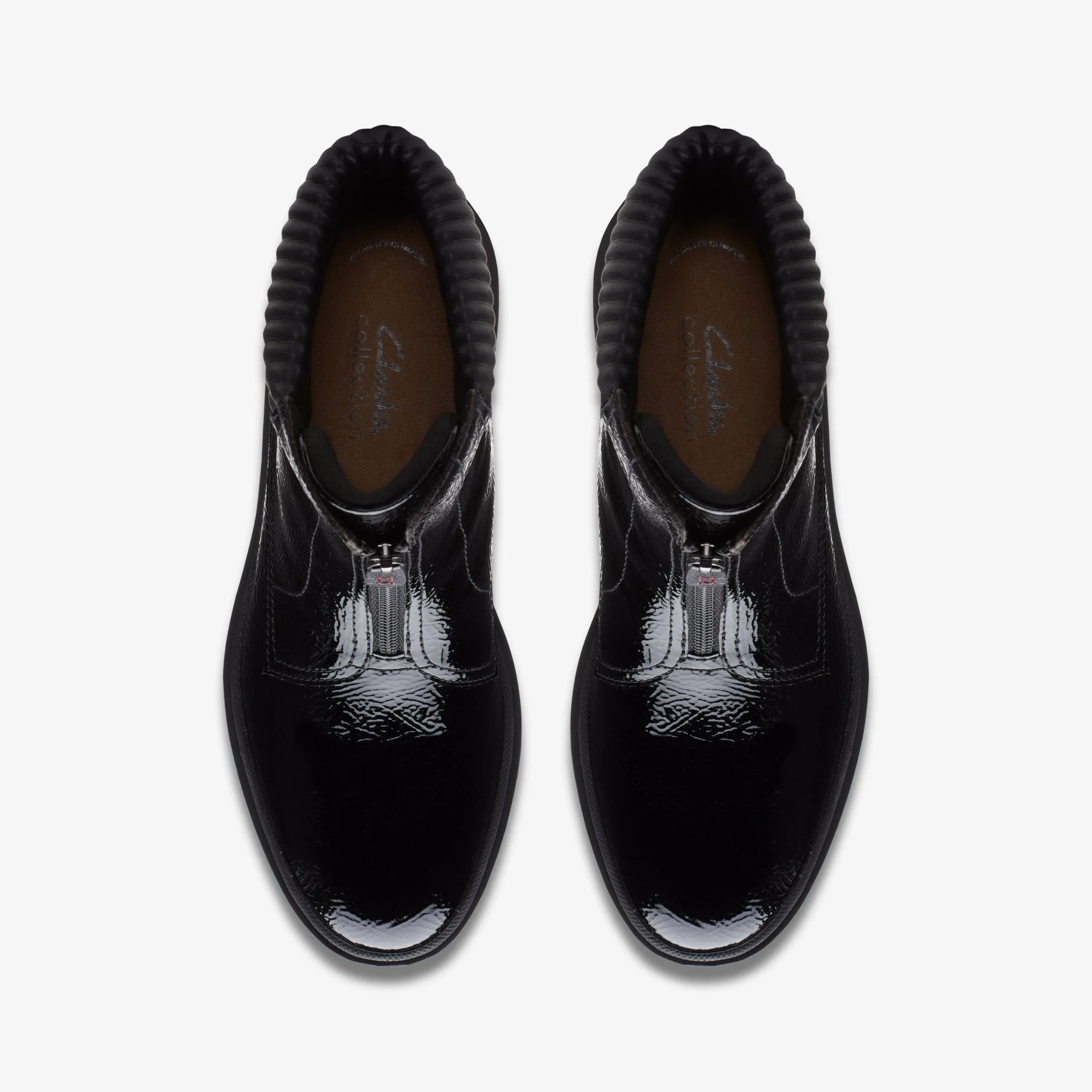 Clarks Calla Zip Black Crinkle Patent Best