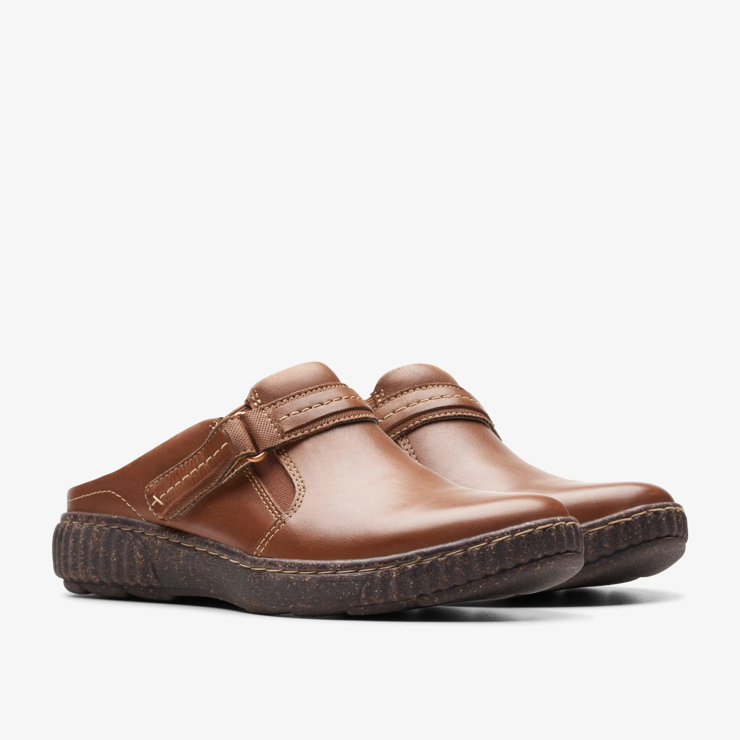 Clarks Caroline May Dark Tan Leather Cheap