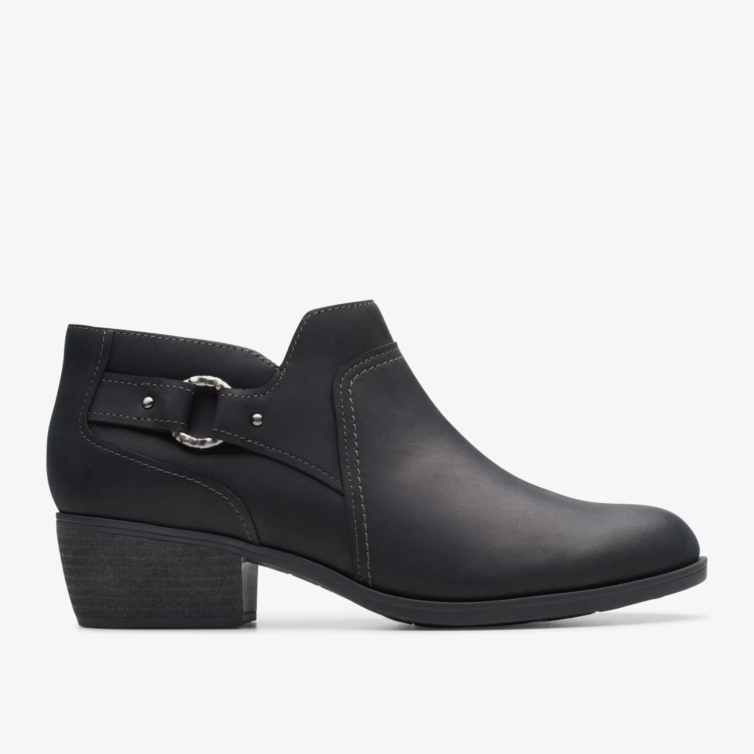 Clarks Charlten Grace Black Oily Leather New