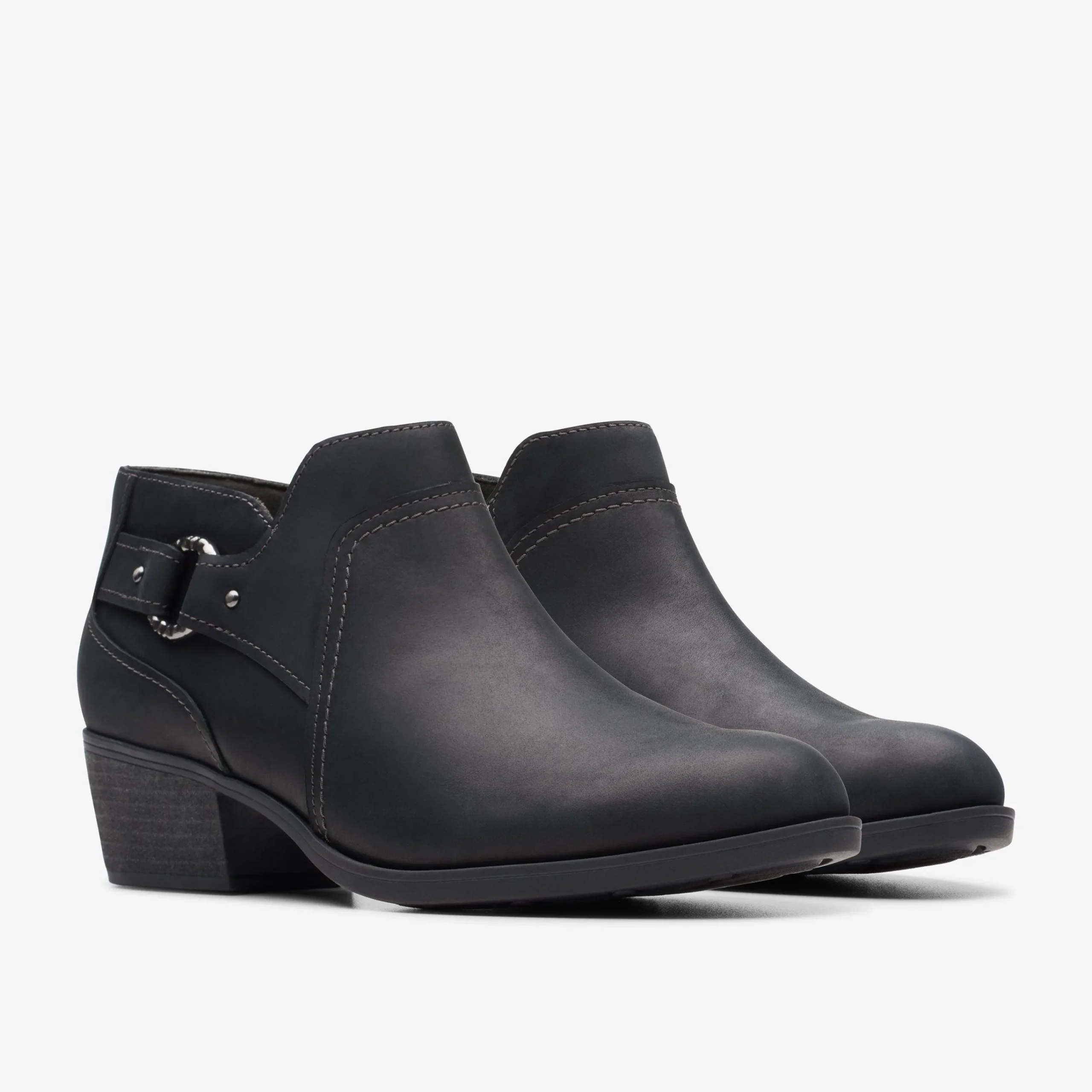 Clarks Charlten Grace Black Oily Leather New