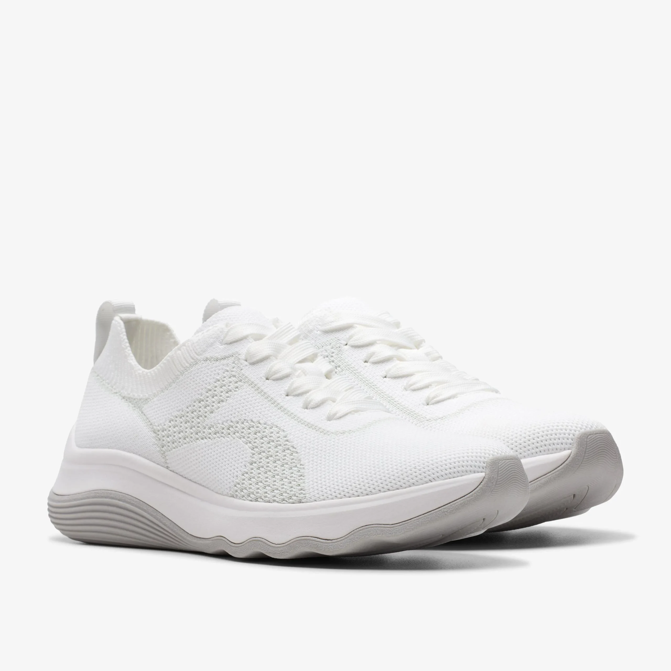Clarks Circuit Tie White Knit Clearance