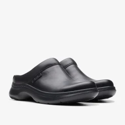Clarks Pro Clog Black Leather Cheap