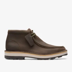 Clarks Corston Wally Waterproof Olive Leather Cheap