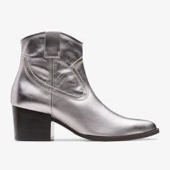 Clarks Elder Rae Silver Leather Flash Sale