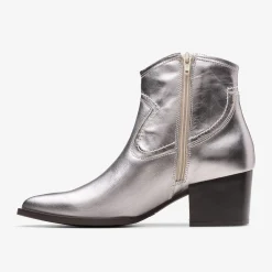 Clarks Elder Rae Silver Leather Flash Sale