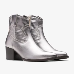 Clarks Elder Rae Silver Leather Flash Sale