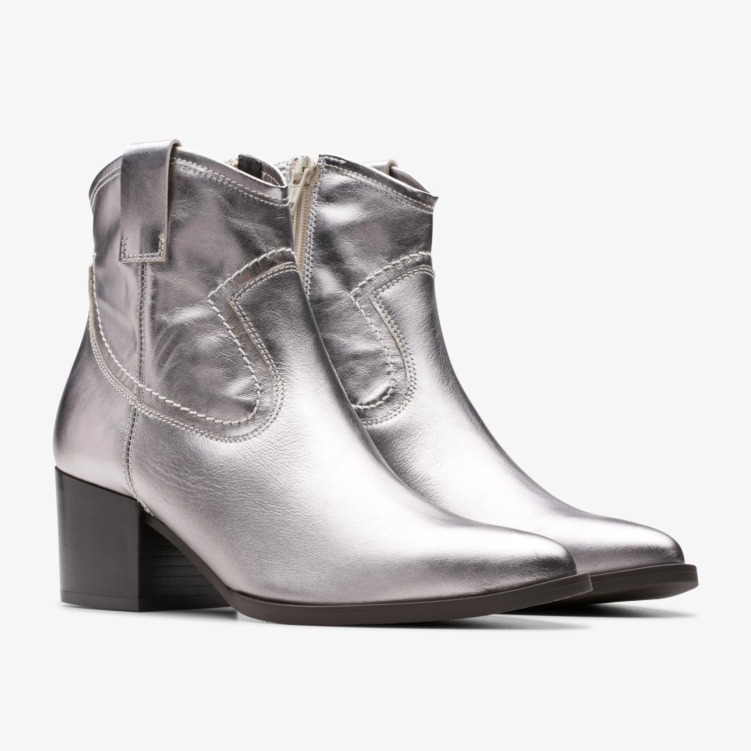 Clarks Elder Rae Silver Leather Flash Sale