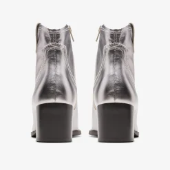 Clarks Elder Rae Silver Leather Flash Sale