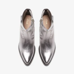 Clarks Elder Rae Silver Leather Flash Sale