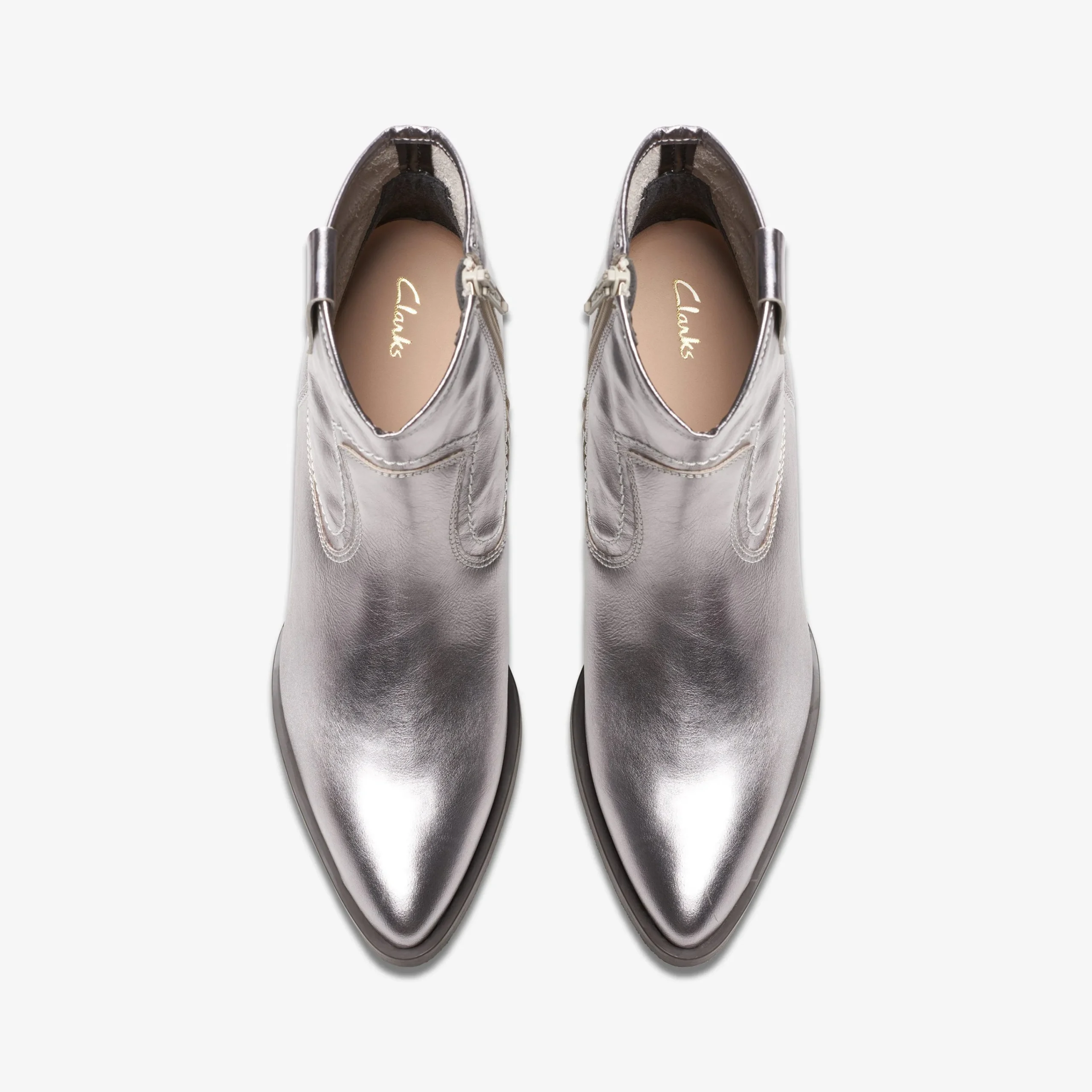 Clarks Elder Rae Silver Leather Flash Sale