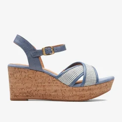 Clarks Elleri Plum Denim Blue Leather Cheap