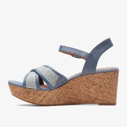 Clarks Elleri Plum Denim Blue Leather Cheap