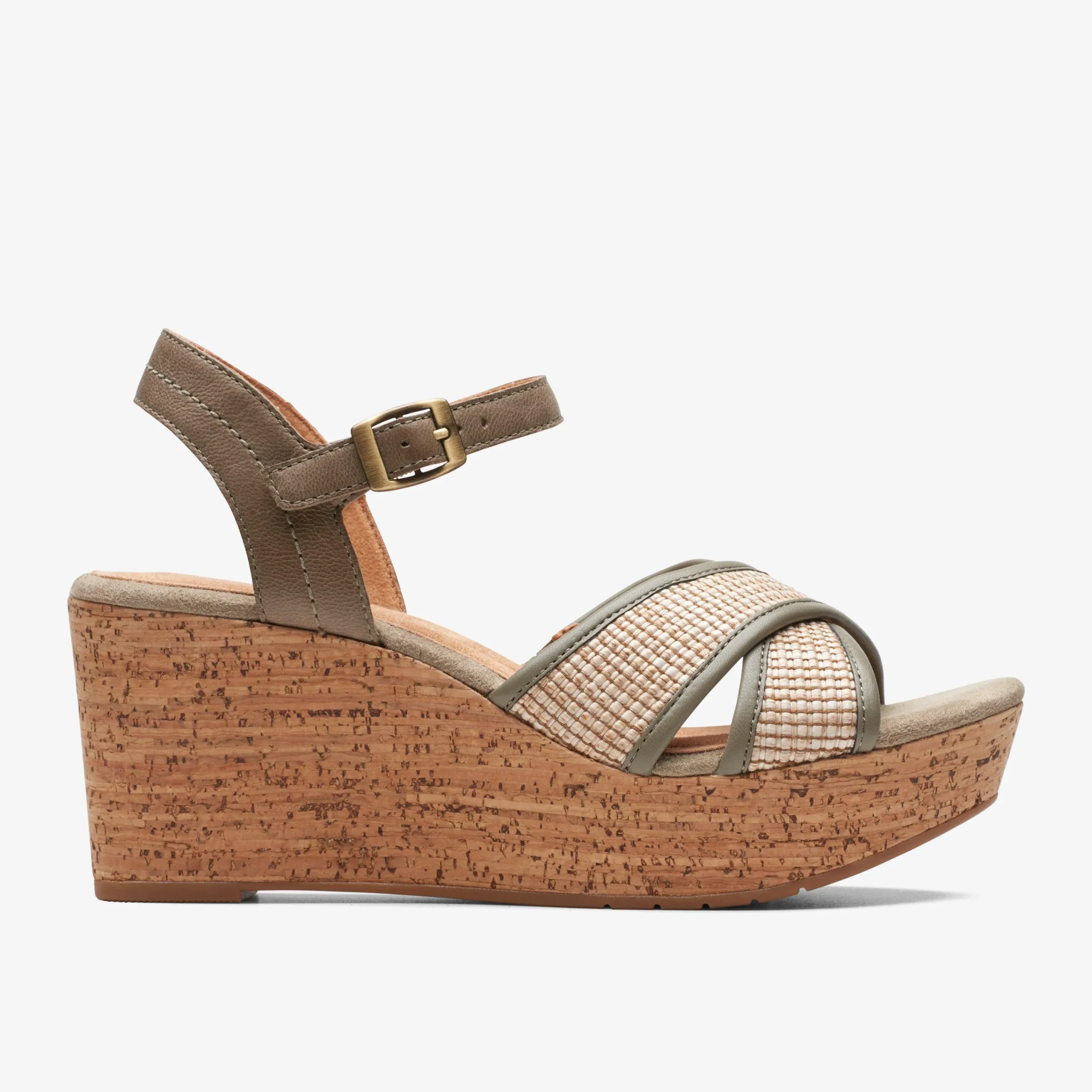 Clarks Elleri Plum Olive Leather Outlet