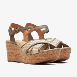 Clarks Elleri Plum Olive Leather Outlet