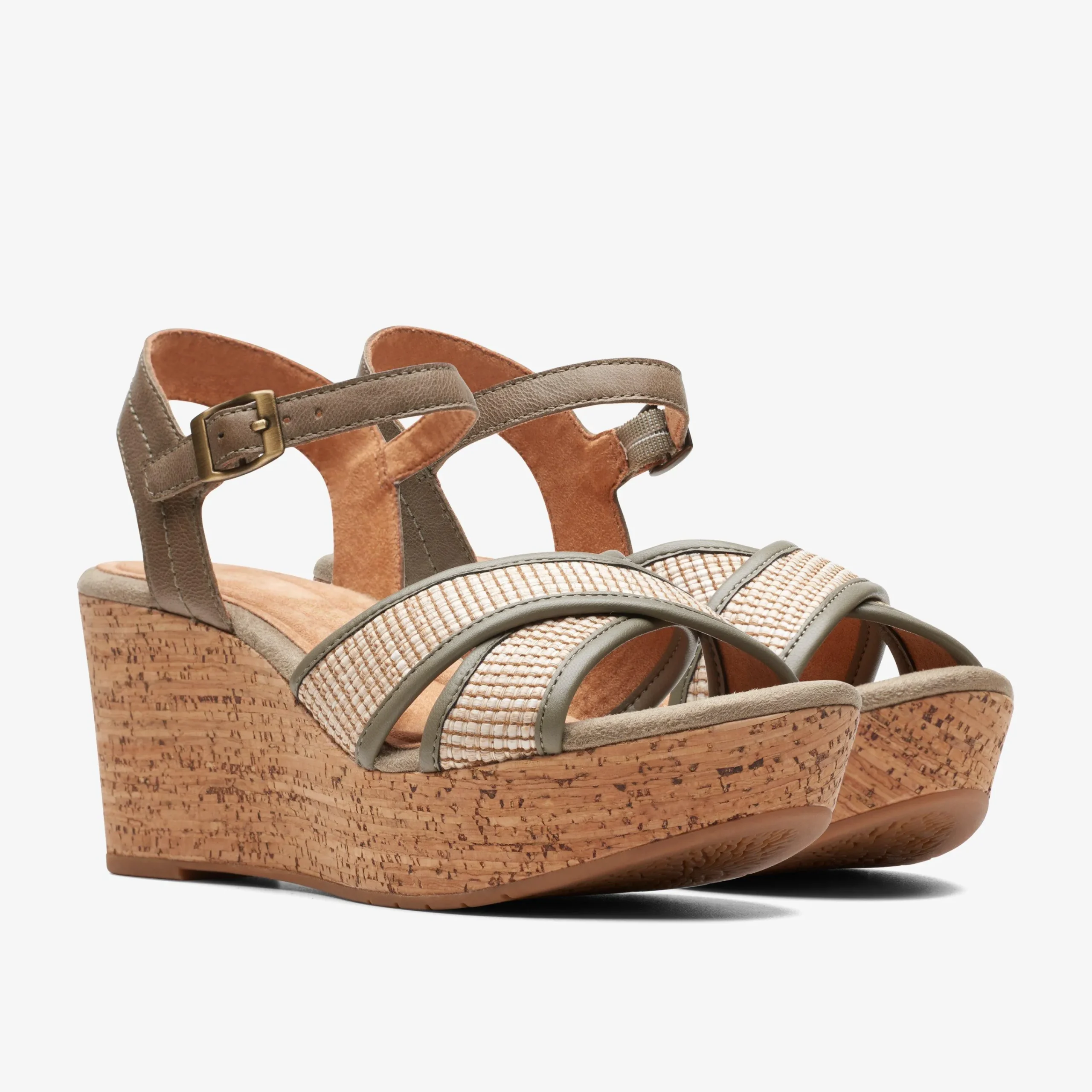 Clarks Elleri Plum Olive Leather Outlet