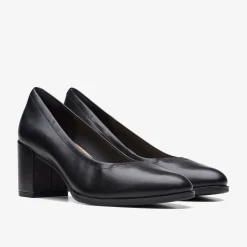 Clarks Freva 55 Court Black Leather Cheap