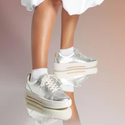 Clarks Hollyhock Walk Silver Leather Flash Sale