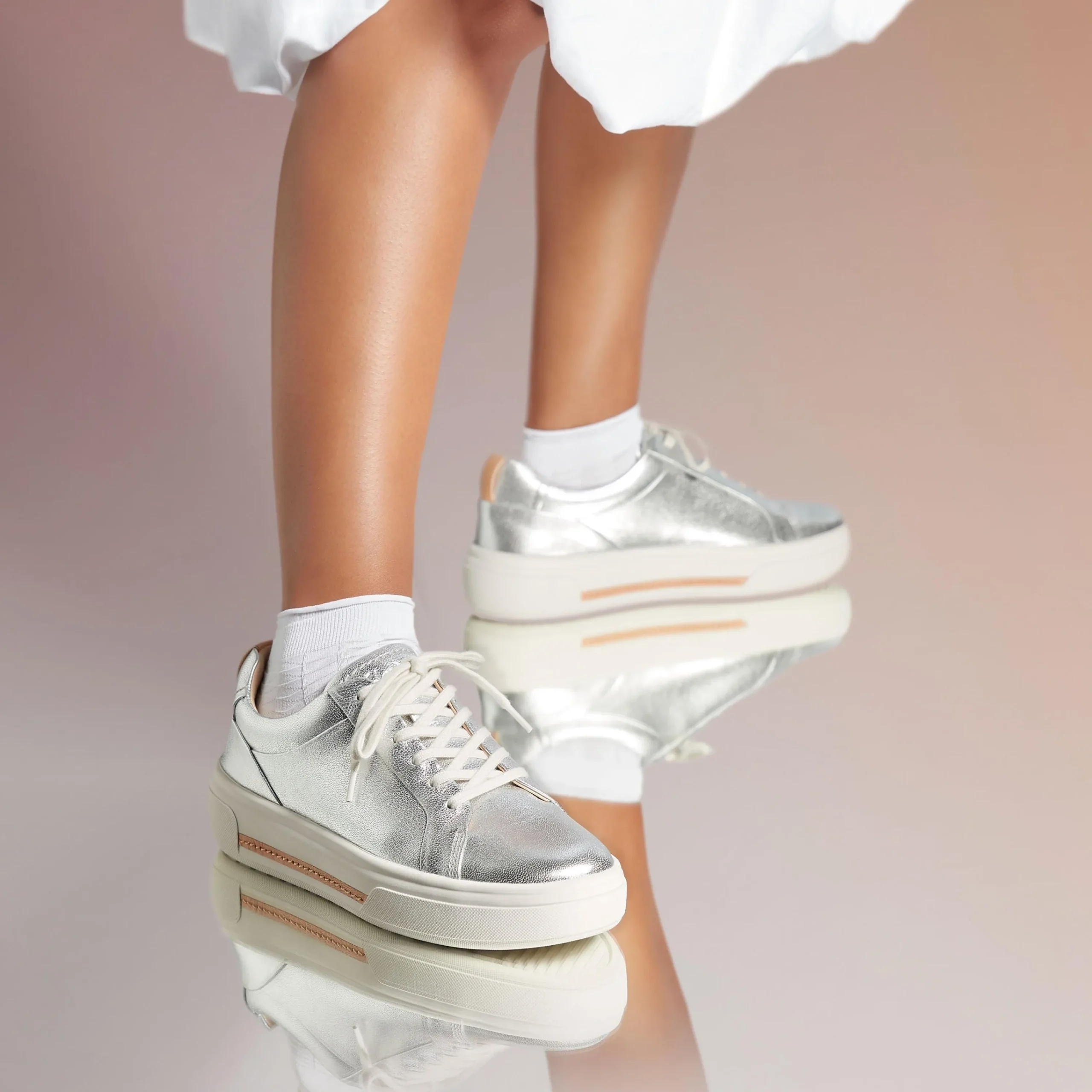 Clarks Hollyhock Walk Silver Leather Flash Sale