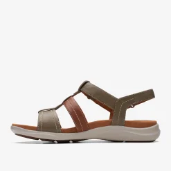 Clarks Kitly Step Olive Combination Clearance