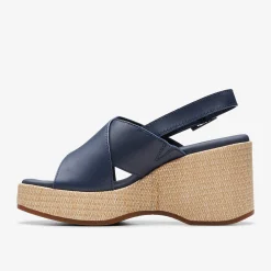 Clarks Manon Wish Navy Leather New