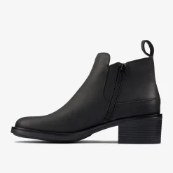 Clarks Memi Zip Black Leather Outlet