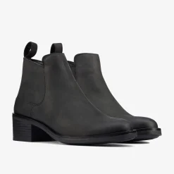 Clarks Memi Zip Black Leather Outlet