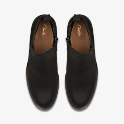 Clarks Memi Zip Black Leather Outlet