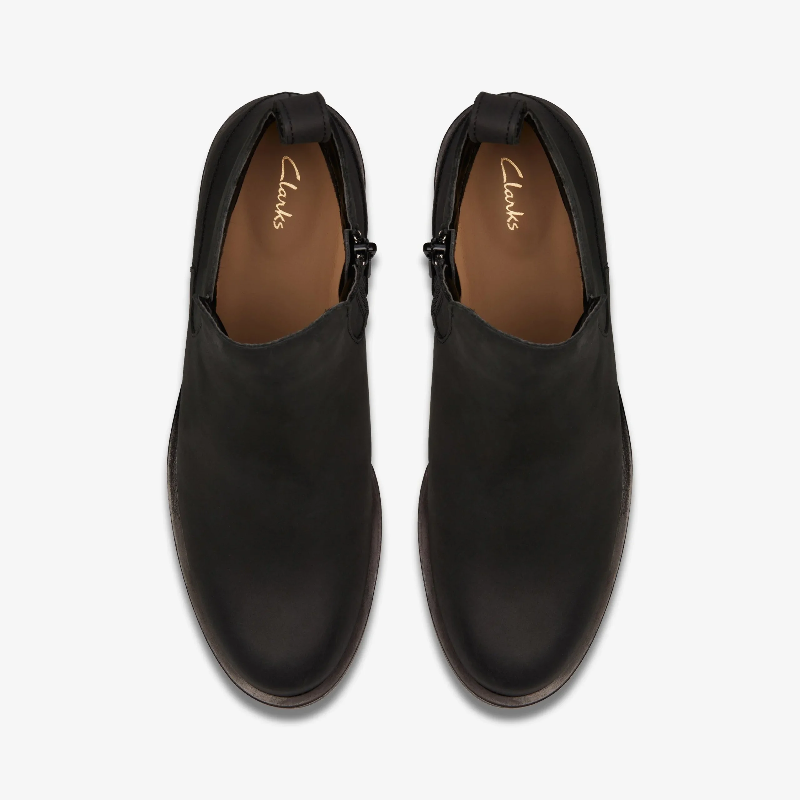 Clarks Memi Zip Black Leather Outlet