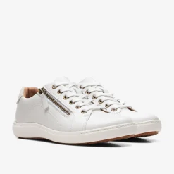 Clarks Nalle Lace White Leather Cheap