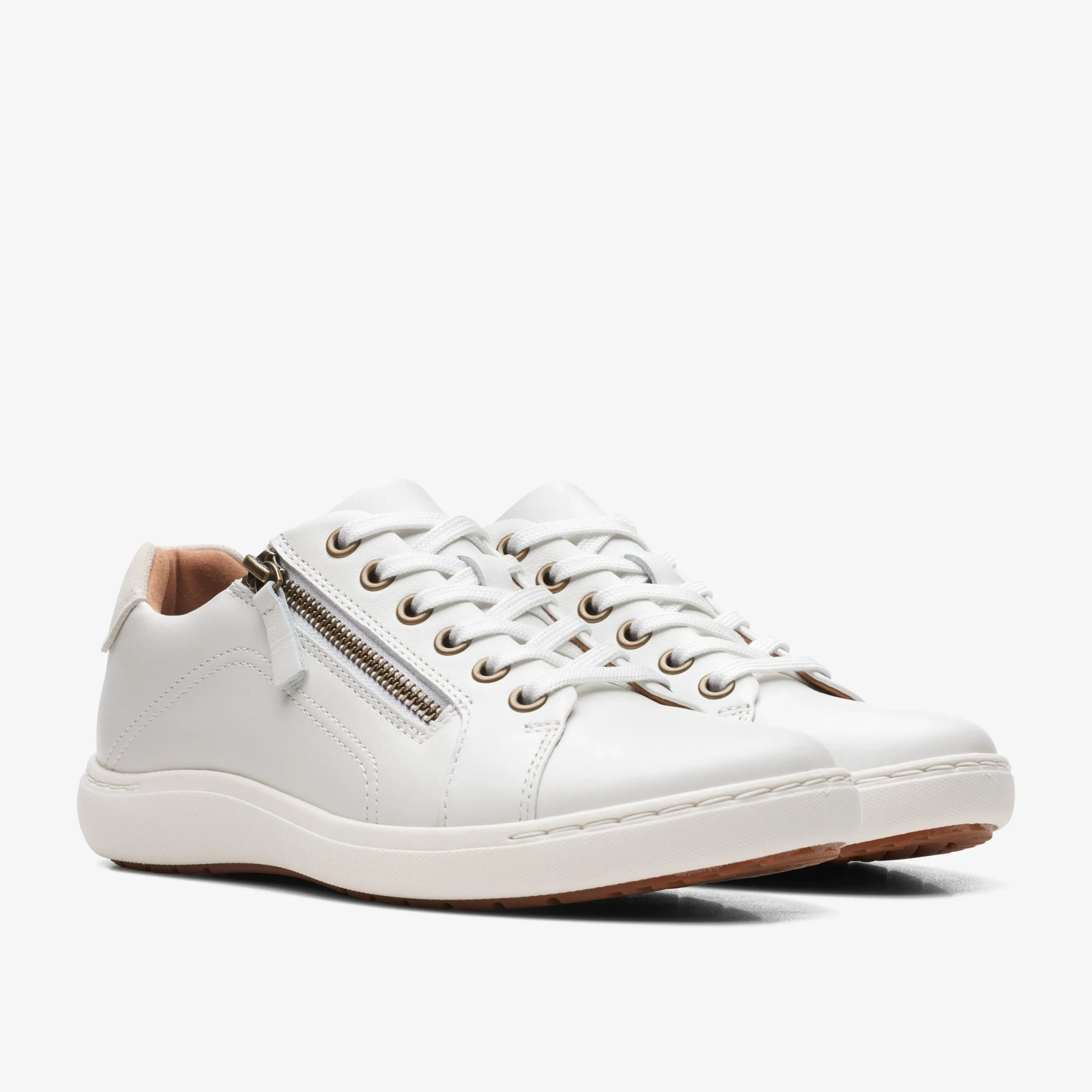 Clarks Nalle Lace White Leather Cheap
