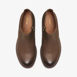 Clarks Neva Lo Dark Tan Leather Fashion