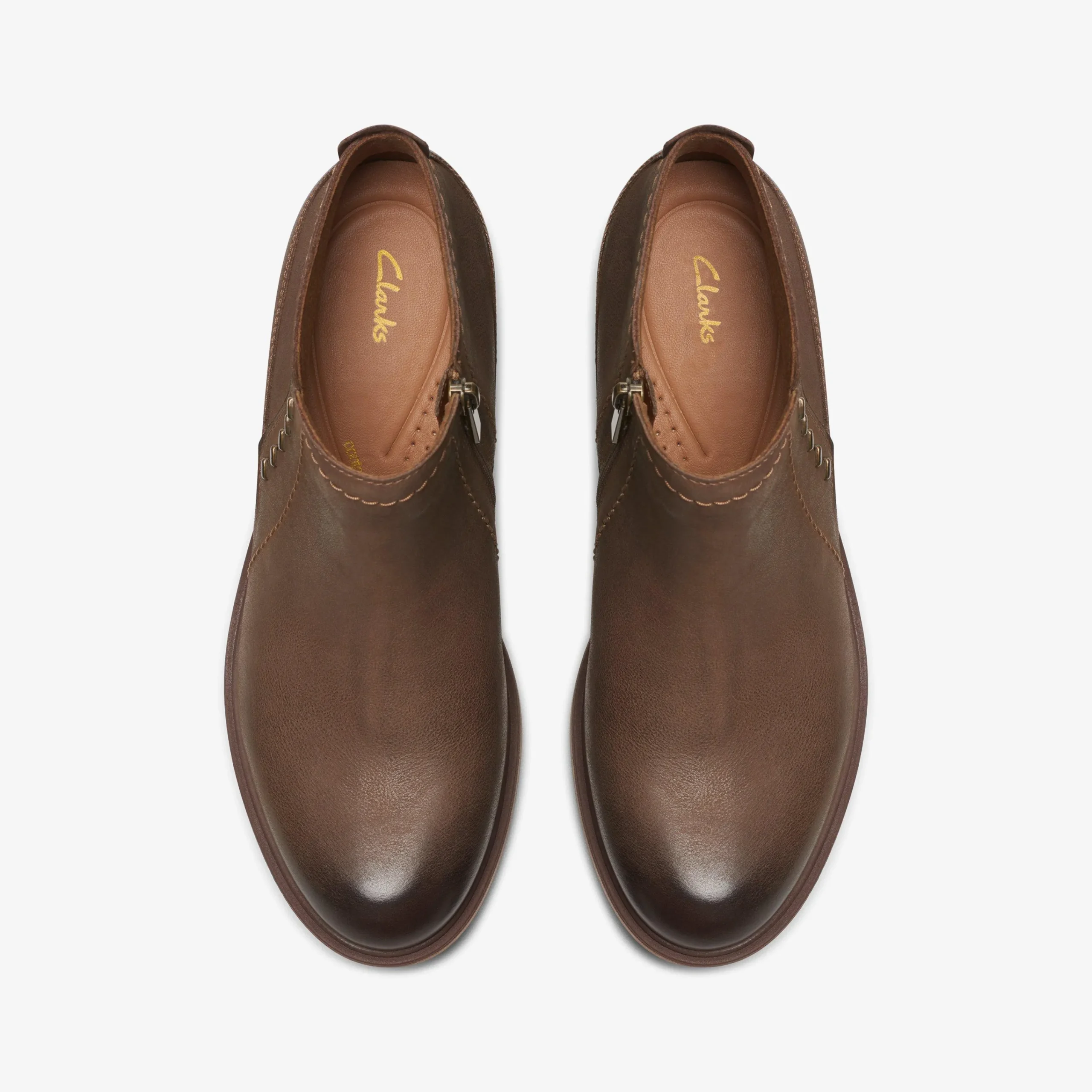 Clarks Neva Lo Dark Tan Leather Fashion