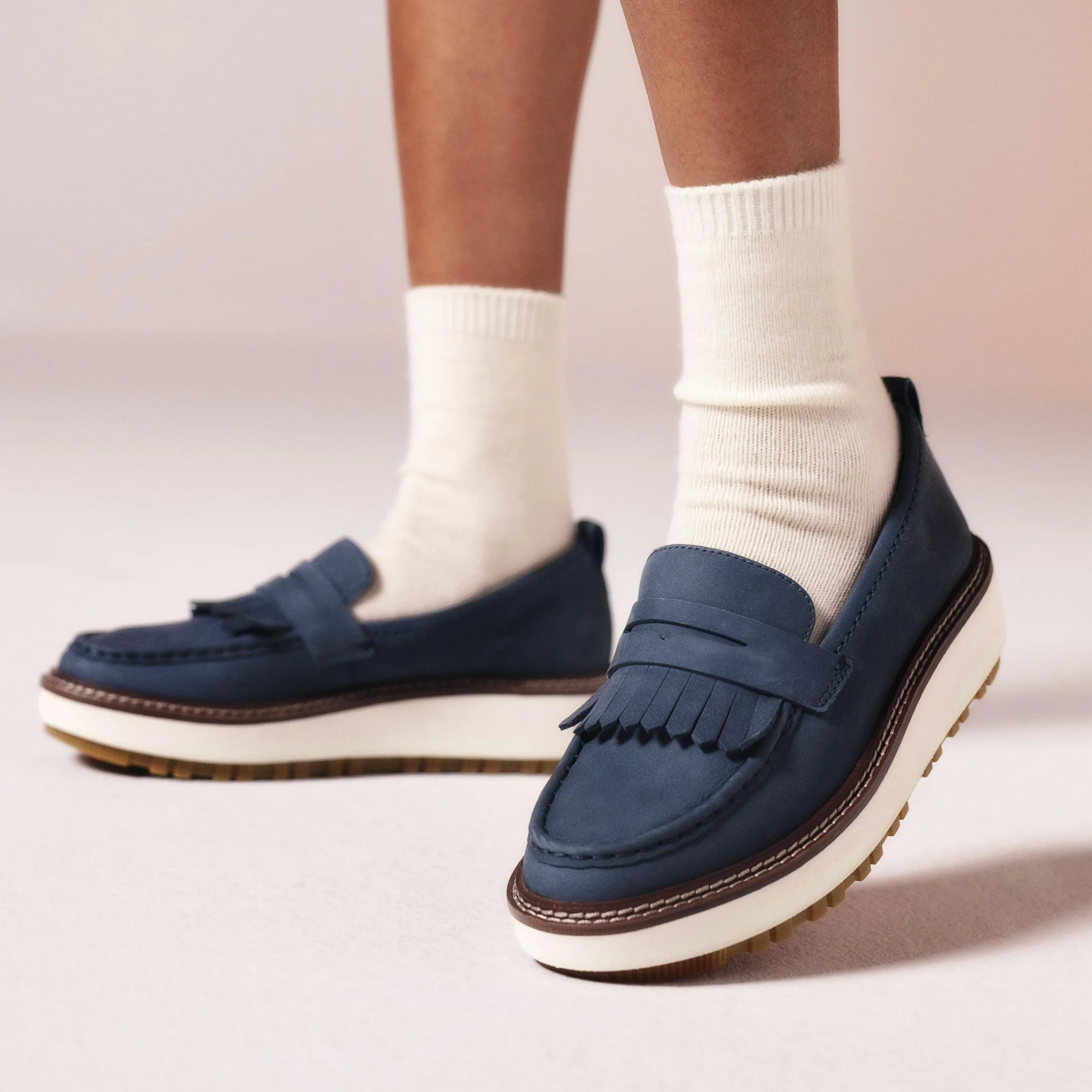 Clarks Orianna Loafer Navy Nubuck Fashion