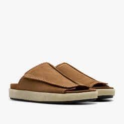 Clarks Overleigh Slide Cola Suede New