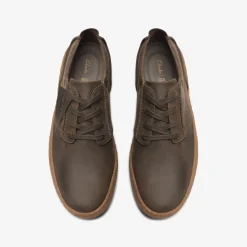 Clarks Streethill Lace Dark Olive Leather Outlet
