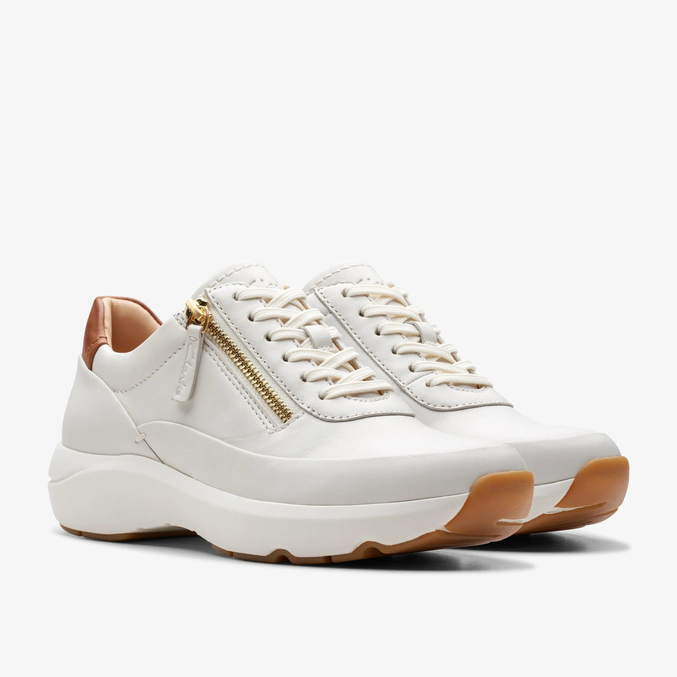 Clarks Tivoli Zip Off White Leather New