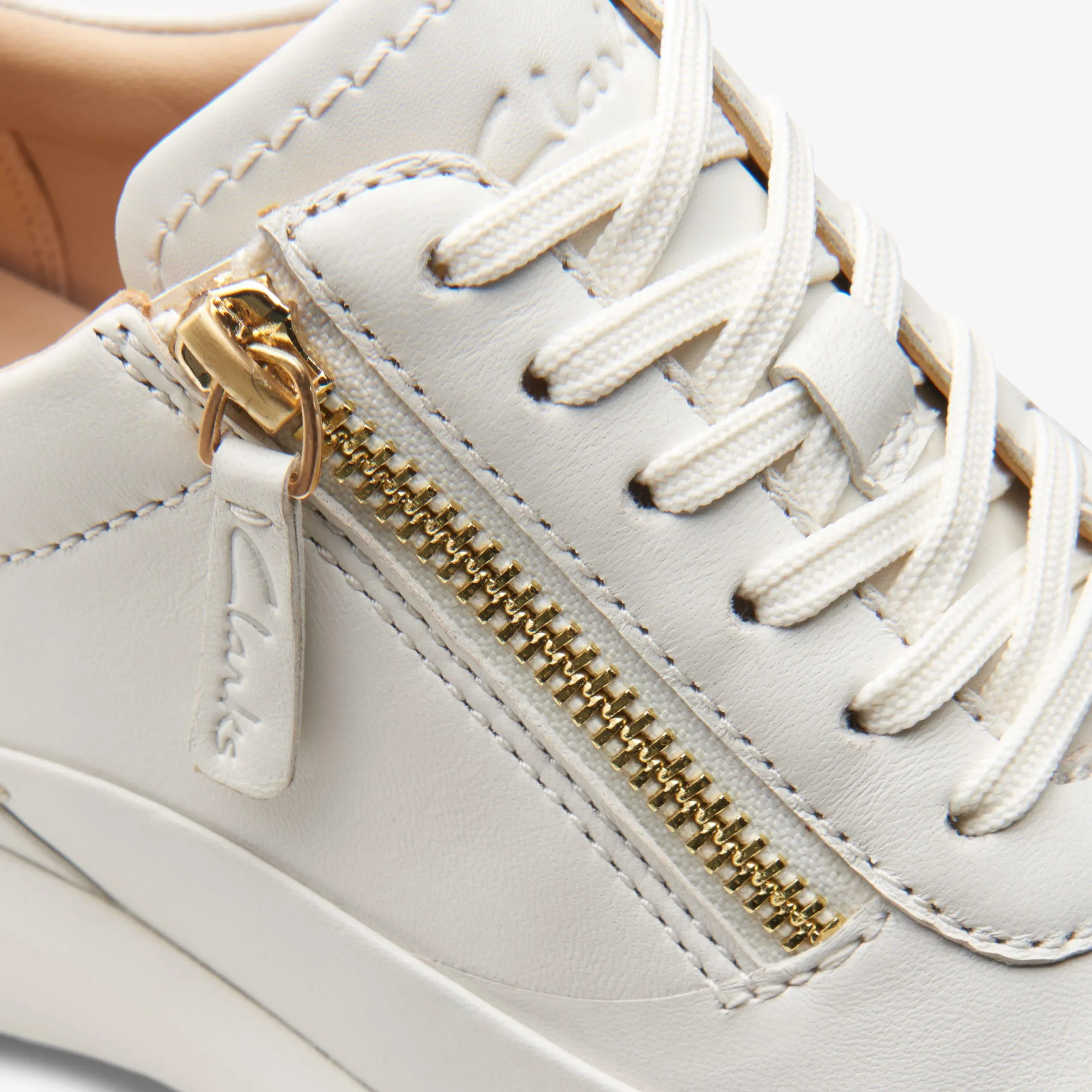 Clarks Tivoli Zip Off White Leather New