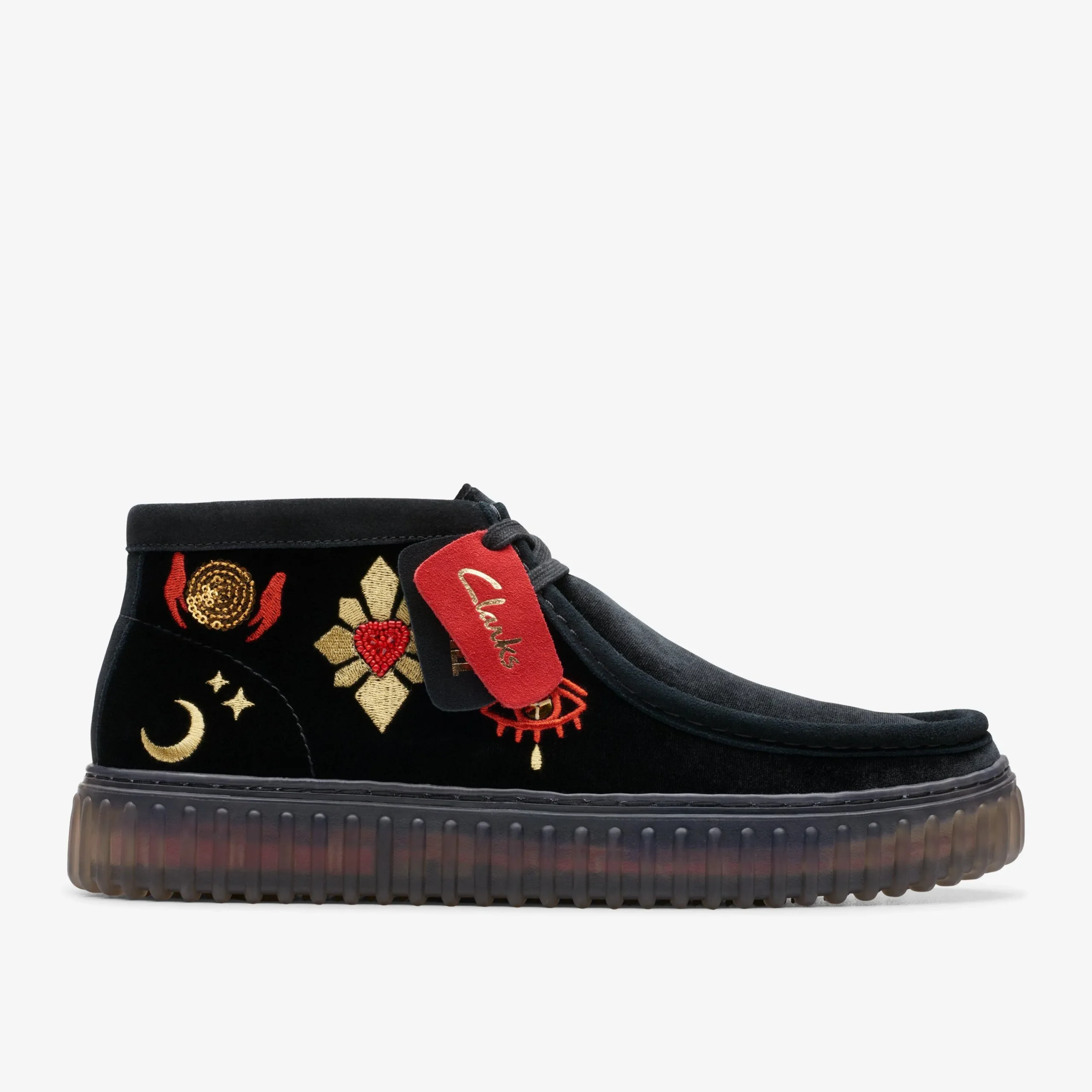 Clarks Torhill Hi Black Velvet Clearance