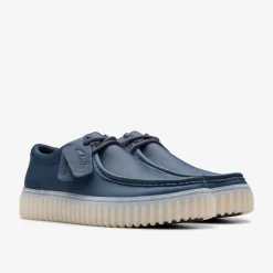 Clarks Torhill Lo Navy Leather Sale