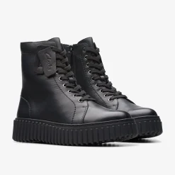 Clarks Torhill Rise Black Leather Fashion