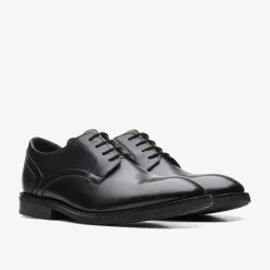 Clarks Un Hugh Lace Black Leather Flash Sale