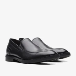 Clarks Un Hugh Step Black Leather Hot