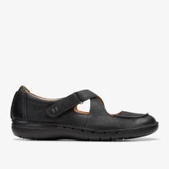 Clarks Un Loop Strap Black Leather Flash Sale