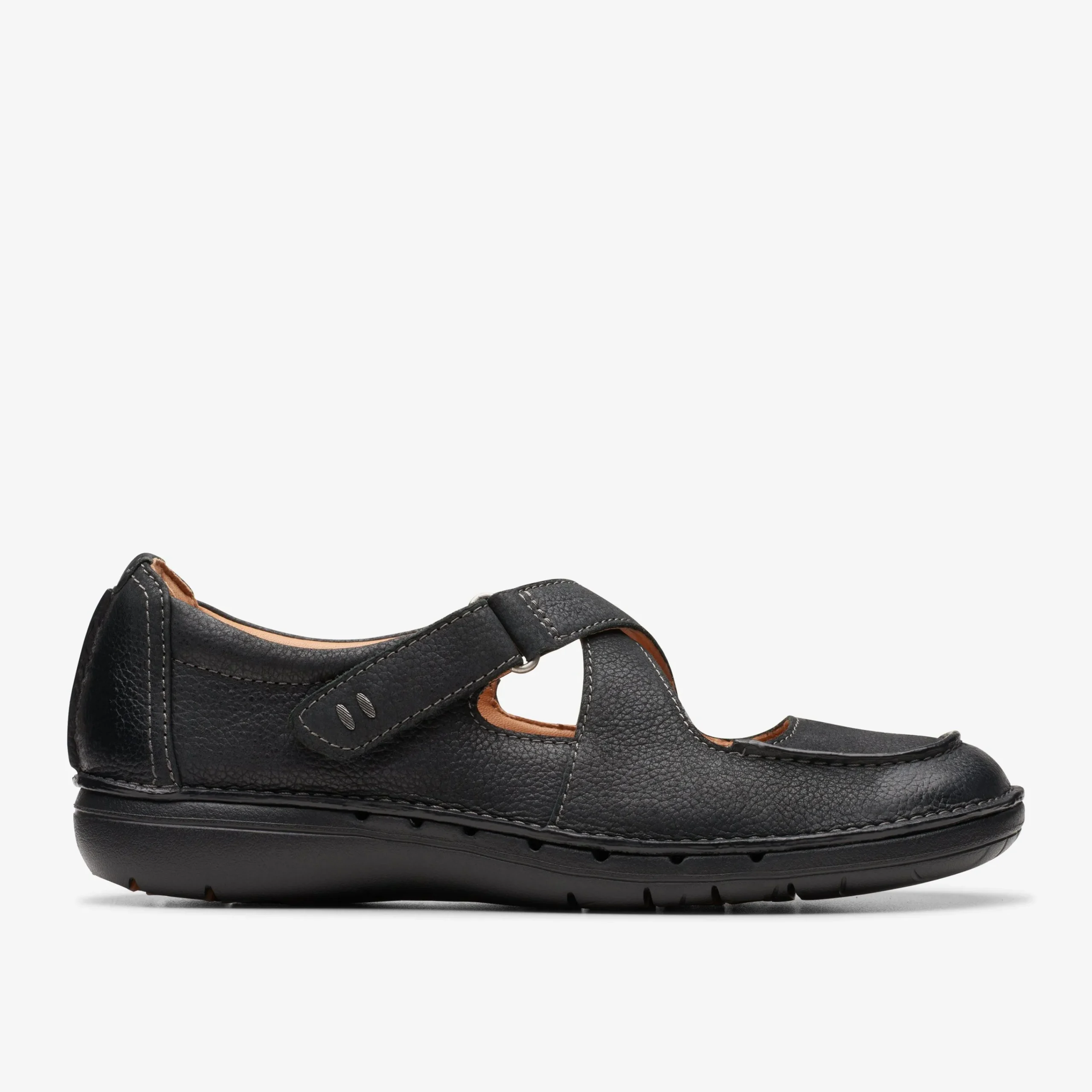 Clarks Un Loop Strap Black Leather Flash Sale